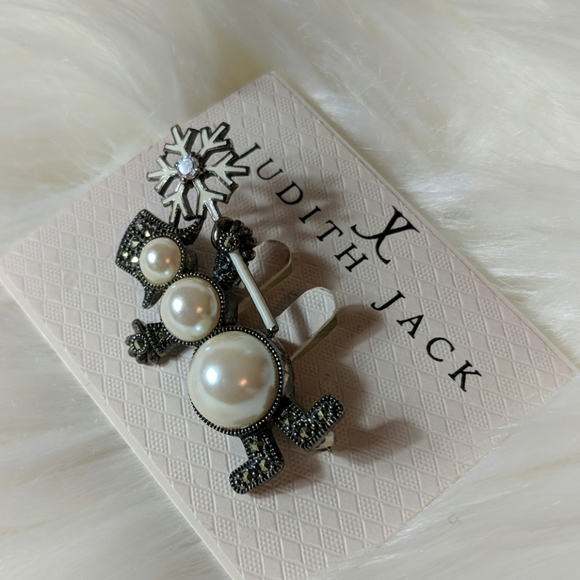 NWT Judith Jack Sterling Snowman Brooch